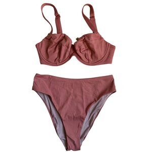 Victoria's Secret Essential Ribbed Bikini (Canyon Rose) Top -36D Bottom -Large